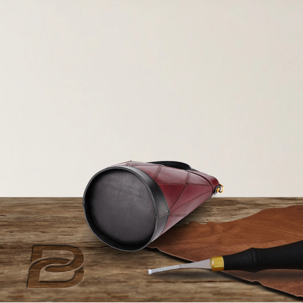 BERK | Vintage Diamond Design Leather Bucket Bag